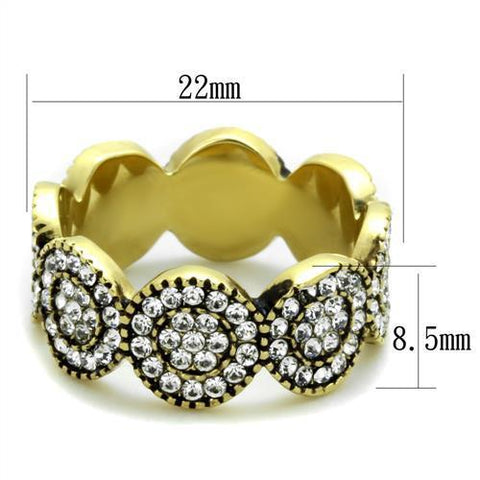 TK1875 - IP Gold(Ion Plating) Stainless Steel Ring with Top Grade Crystal  in Clear