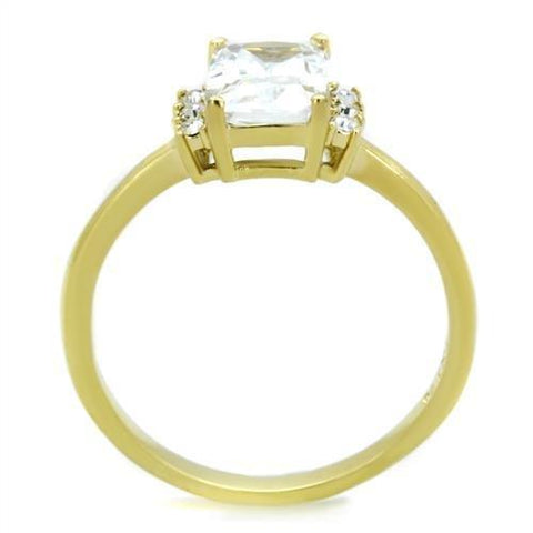 TK1876 - IP Gold(Ion Plating) Stainless Steel Ring with AAA Grade CZ  in Clear