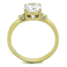 TK1877 - IP Gold(Ion Plating) Stainless Steel Ring with AAA Grade CZ  in Clear