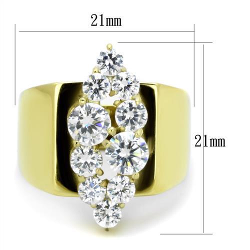 TK1879 - IP Gold(Ion Plating) Stainless Steel Ring with AAA Grade CZ  in Clear