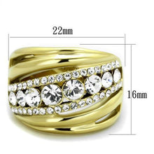 TK1880 - IP Gold(Ion Plating) Stainless Steel Ring with Top Grade Crystal  in Clear