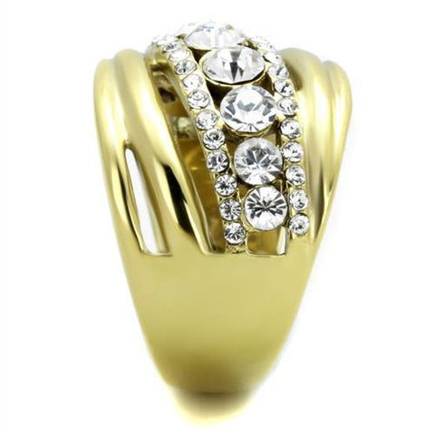 TK1880 - IP Gold(Ion Plating) Stainless Steel Ring with Top Grade Crystal  in Clear