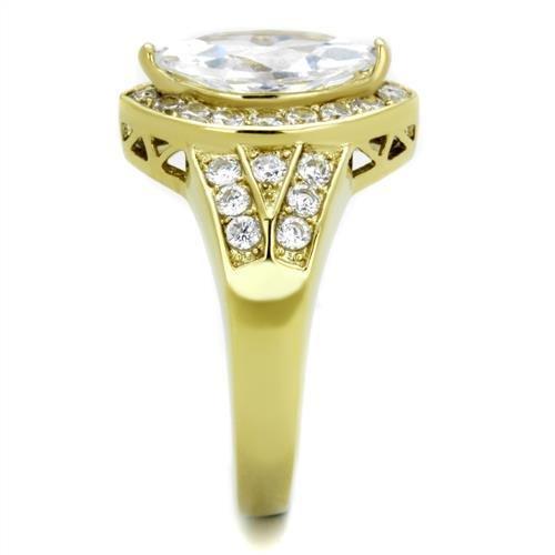 TK1896 - IP Gold(Ion Plating) Stainless Steel Ring with AAA Grade CZ  in Clear