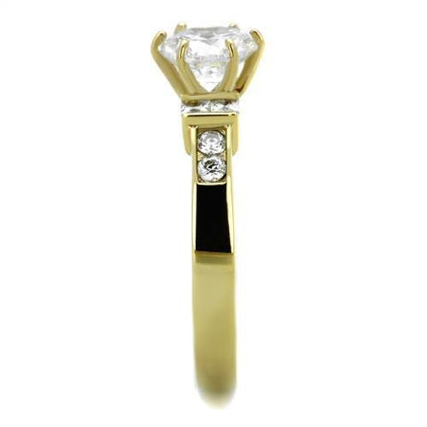 TK1898 - IP Gold(Ion Plating) Stainless Steel Ring with AAA Grade CZ  in Clear