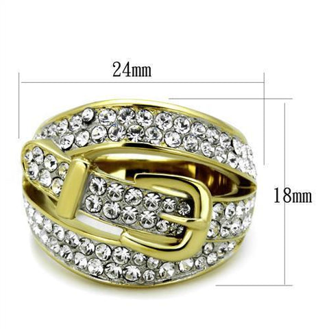 TK1906 - Two-Tone IP Gold (Ion Plating) Stainless Steel Ring with Top Grade Crystal  in Clear