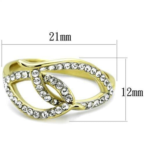 TK1907 - Two-Tone IP Gold (Ion Plating) Stainless Steel Ring with Top Grade Crystal  in Clear