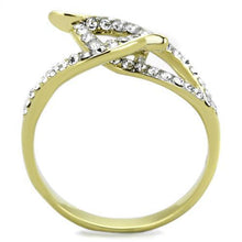 TK1907 - Two-Tone IP Gold (Ion Plating) Stainless Steel Ring with Top Grade Crystal  in Clear