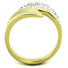 TK1912 - Two-Tone IP Gold (Ion Plating) Stainless Steel Ring with Top Grade Crystal  in Clear