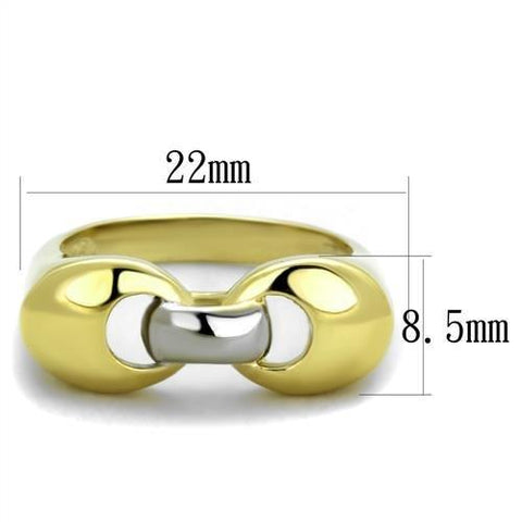 TK1915 - Two-Tone IP Gold (Ion Plating) Stainless Steel Ring with No Stone