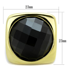 TK1925 - IP Gold(Ion Plating) Stainless Steel Ring with Synthetic Synthetic Stone in Jet