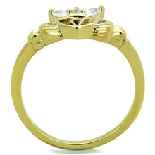 TK1926 - IP Gold(Ion Plating) Stainless Steel Ring with AAA Grade CZ  in Clear