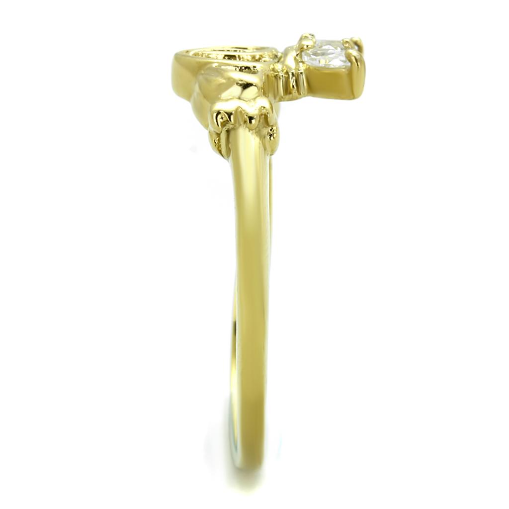 TK1926 - IP Gold(Ion Plating) Stainless Steel Ring with AAA Grade CZ  in Clear
