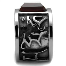 TK1964 - High polished (no plating) Stainless Steel Ring with Synthetic Synthetic Glass in Siam