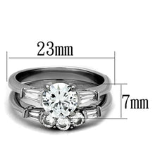 TK1W001 - High polished (no plating) Stainless Steel Ring with AAA Grade CZ  in Clear