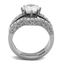 TK1W007 - High polished (no plating) Stainless Steel Ring with AAA Grade CZ  in Clear