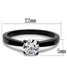 TK2013 - IP Black(Ion Plating) Stainless Steel Ring with AAA Grade CZ  in Clear