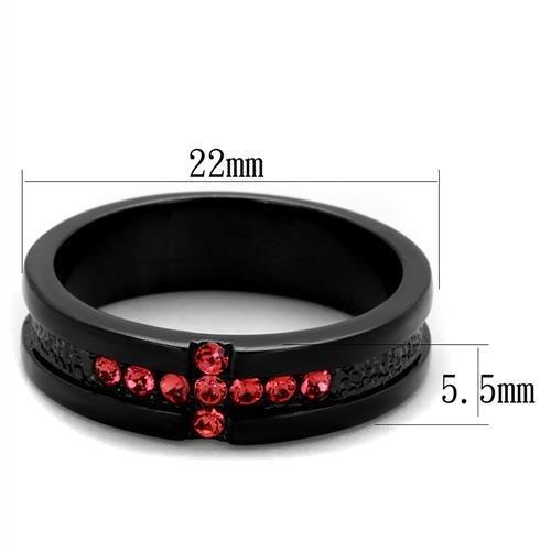 TK2017 - IP Black(Ion Plating) Stainless Steel Ring with Top Grade Crystal  in Rose