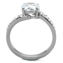 TK2040 - High polished (no plating) Stainless Steel Ring with AAA Grade CZ  in Clear