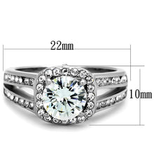 TK2043 - High polished (no plating) Stainless Steel Ring with AAA Grade CZ  in Clear