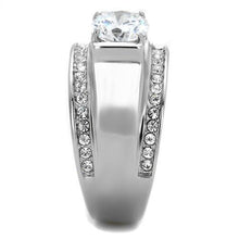 TK2054 - High polished (no plating) Stainless Steel Ring with AAA Grade CZ  in Clear