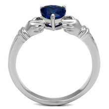 TK2093 - High polished (no plating) Stainless Steel Ring with Synthetic Spinel in London Blue