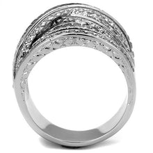 TK2096 - High polished (no plating) Stainless Steel Ring with AAA Grade CZ  in Clear