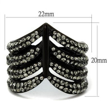 TK2097 - IP Black(Ion Plating) Stainless Steel Ring with Top Grade Crystal  in Black Diamond