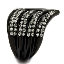 TK2097 - IP Black(Ion Plating) Stainless Steel Ring with Top Grade Crystal  in Black Diamond