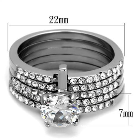 TK2120 - High polished (no plating) Stainless Steel Ring with AAA Grade CZ  in Clear