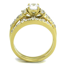 TK2133 - IP Gold(Ion Plating) Stainless Steel Ring with AAA Grade CZ  in Clear