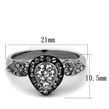 TK2136 - Two-Tone IP Black Stainless Steel Ring with Top Grade Crystal  in Black Diamond