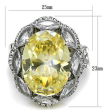 TK2162 - High polished (no plating) Stainless Steel Ring with AAA Grade CZ  in Citrine Yellow