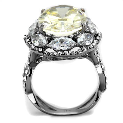 TK2162 - High polished (no plating) Stainless Steel Ring with AAA Grade CZ  in Citrine Yellow