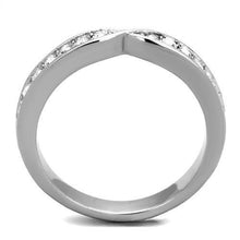 TK2163 - High polished (no plating) Stainless Steel Ring with Top Grade Crystal  in Clear