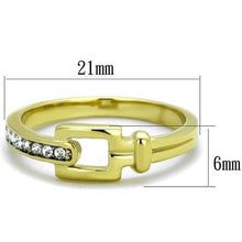 TK2164 - Two-Tone IP Gold (Ion Plating) Stainless Steel Ring with Top Grade Crystal  in Clear