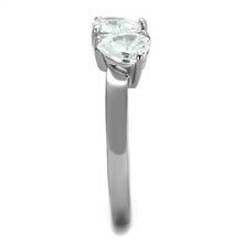 TK2167 - High polished (no plating) Stainless Steel Ring with AAA Grade CZ  in Clear