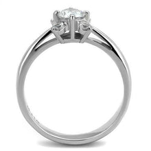 TK2172 - High polished (no plating) Stainless Steel Ring with AAA Grade CZ  in Clear