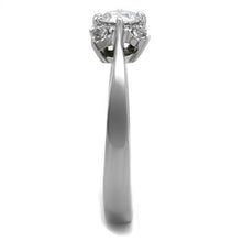 TK2172 - High polished (no plating) Stainless Steel Ring with AAA Grade CZ  in Clear