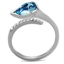 TK2174 - High polished (no plating) Stainless Steel Ring with Top Grade Crystal  in Sea Blue