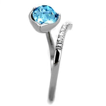 TK2174 - High polished (no plating) Stainless Steel Ring with Top Grade Crystal  in Sea Blue