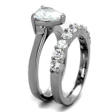 TK2176 - High polished (no plating) Stainless Steel Ring with AAA Grade CZ  in Clear