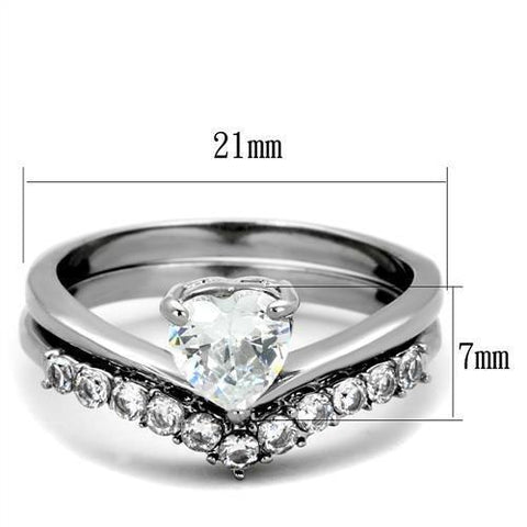 TK2178 - High polished (no plating) Stainless Steel Ring with AAA Grade CZ  in Clear