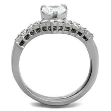 TK2178 - High polished (no plating) Stainless Steel Ring with AAA Grade CZ  in Clear