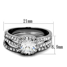 TK2180 - High polished (no plating) Stainless Steel Ring with AAA Grade CZ  in Clear