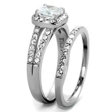 TK2180 - High polished (no plating) Stainless Steel Ring with AAA Grade CZ  in Clear