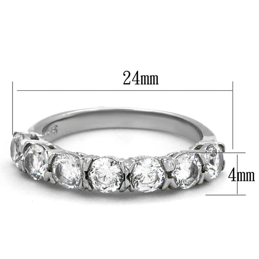 TK2182 - High polished (no plating) Stainless Steel Ring with AAA Grade CZ  in Clear