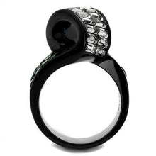 TK2199 - IP Black(Ion Plating) Stainless Steel Ring with Synthetic Synthetic Glass in Blue Zircon