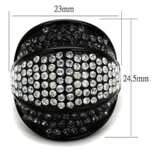 TK2200 - IP Black(Ion Plating) Stainless Steel Ring with Top Grade Crystal  in Multi Color