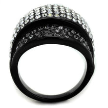 TK2200 - IP Black(Ion Plating) Stainless Steel Ring with Top Grade Crystal  in Multi Color