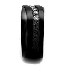 TK2210 - IP Black(Ion Plating) Stainless Steel Ring with AAA Grade CZ  in Clear